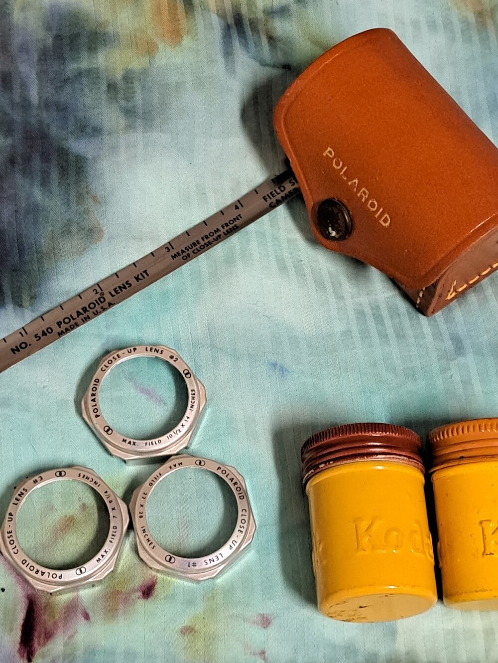 Polaroid Close-Up Lens Set with Yellow Kodak Canisters